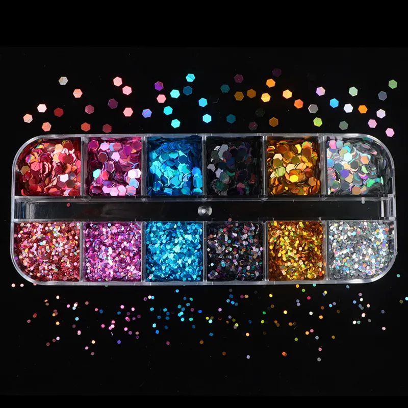 No bad smell Grids Fluorescence Hollow Heart Neon Star Shapes Nail Art Glitter Flakes D colourful Sequins Polish Manicure Nail