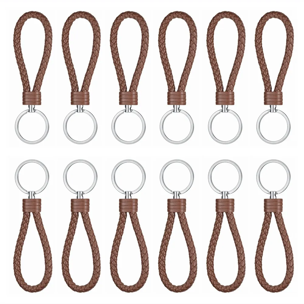 Fashion Braided Leather Rope Handmade Keychain Leather Key Chain Ring Holder for Car Keyrings Men Women Keychains309Y