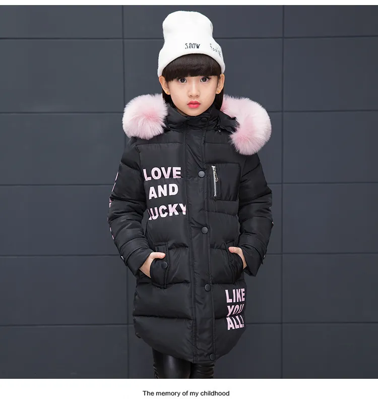 Теплая зимняя модная длинная детская куртка с капюшоном из искусственных волос, пальто для девочек, верхняя одежда, одежда для девочек 412 лет C10123944502