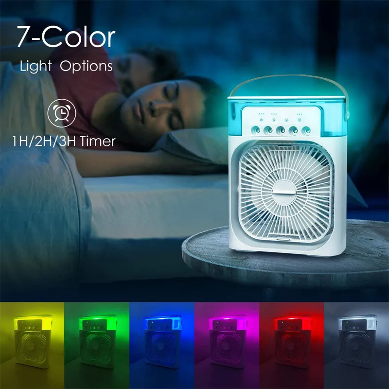 Портативный мини -кондиционер воздушный охлаждающий вентилятор с 7 цветами светодиодные светильники USB Air Cooler Purifier очиститель ночной свет для Home2046