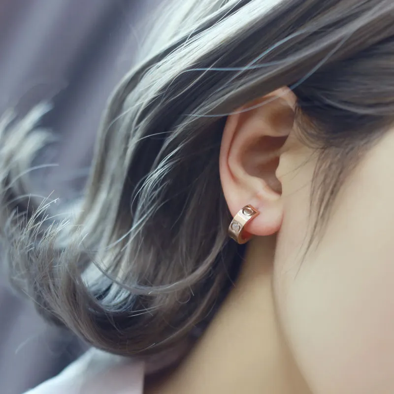 Boucles d'oreilles LOVE Boucle d'oreille d'oreille pour femmes Crystal Rose Gol Stud en acier inoxydable Bijoux de mode sans box260Z