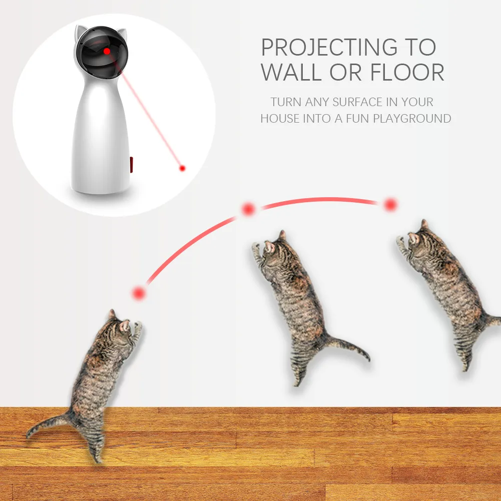 Juguetes de gato automáticos Interactivos Smart -Beating LED láser Modo de mano divertida Pet para todos los gatos Laserlampje Kat LJ200821342153