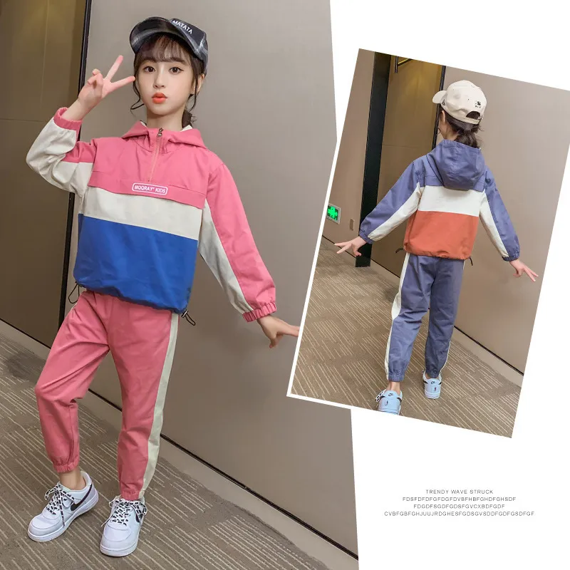 Ensemble de vêtements pour enfants filles, blogueur Push Fashion multicolore Patchwork, tenues de sport décontractées pour adolescentes