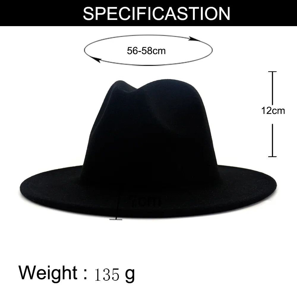 FS 2020 60CM HAT Black Green Patchwork Fedora Hats Mężczyźni Kobiety szeroki Brim Panama Cowboy Trilby Cap Party Elegancka wełna czapka jazzowa C8174777