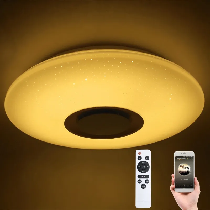 60W RGB Ingebouw Installatie Circulair Starlight Muziek LED plafondlicht met Bluetooth -luidspreker Dimable ColorChanging Lamp9891903