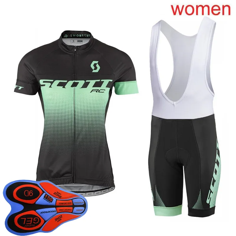 2021 Été Scott Team Femmes Cyclisme Jersey à manches courtes Cuissard respirant Séchage rapide Vélo Tenues Vélo Sports Uniforme Y21031819