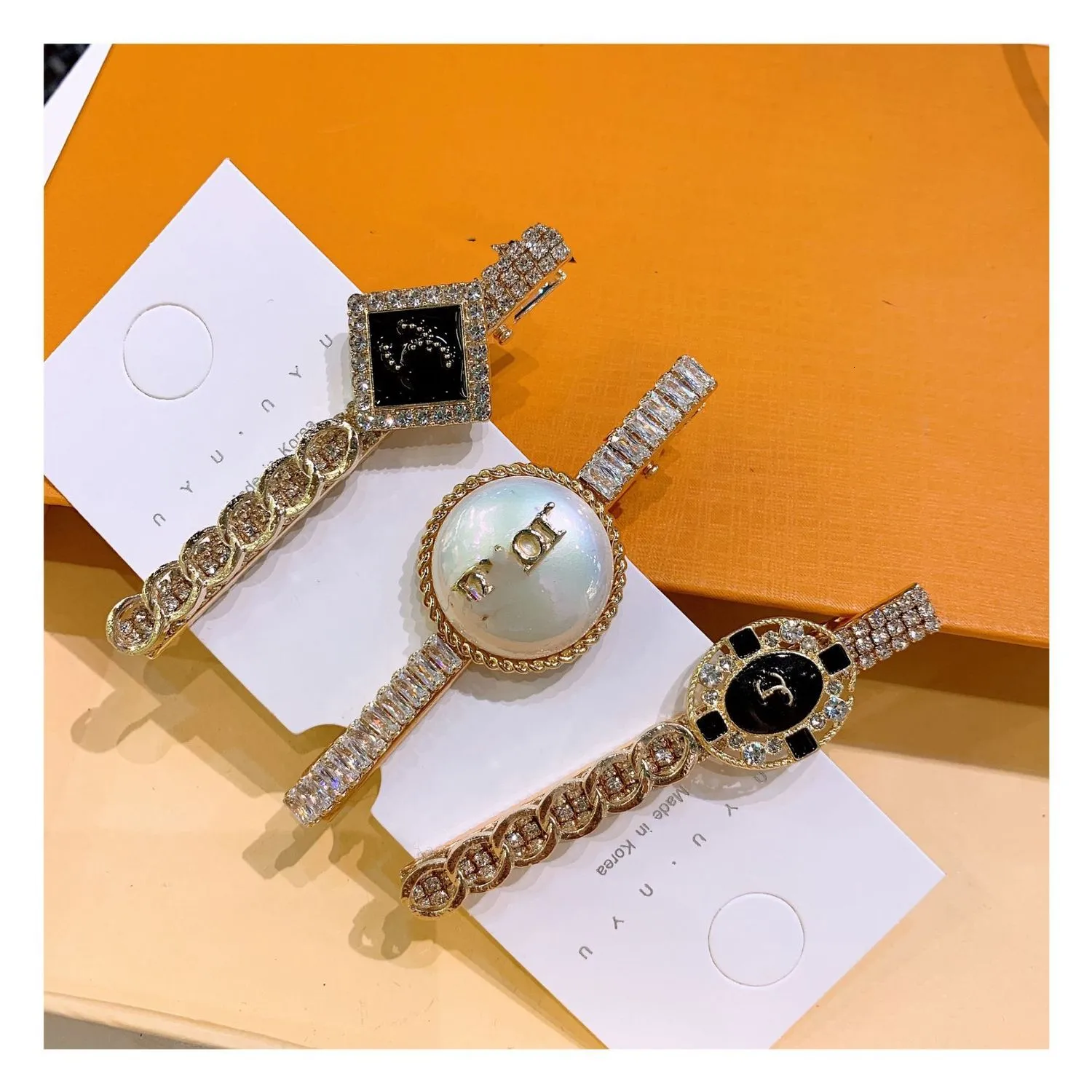 Japonais et designers plein diamant signature allmatch strass oneword bec de canard clip bijoux cheveux cassés frange clip9372070