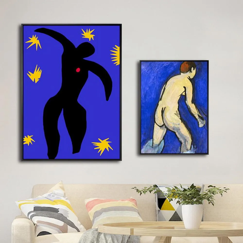 Dekoracja domu wydruku Płótno Art Wall Zdjęcia plakatowe Płótnki obrazy francuskie Henri Matisse Blue Nude5876740