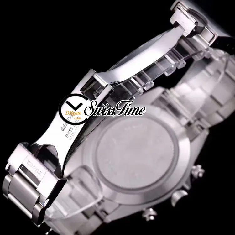 Nieuwe 20530N Miyota quartz chronograaf herenhorloge zwarte binnenkant grijze wijzerplaat stick markers roestvrijstalen armband stopwatch SwissTime B3197