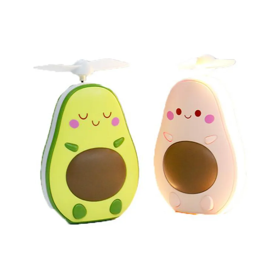 Avocado Fan Cartoon Przenośne Akumulator Mini USB Dzieci Handheld Fani Z Light Lustro Party Favor Mini Wentylator Hurtownie