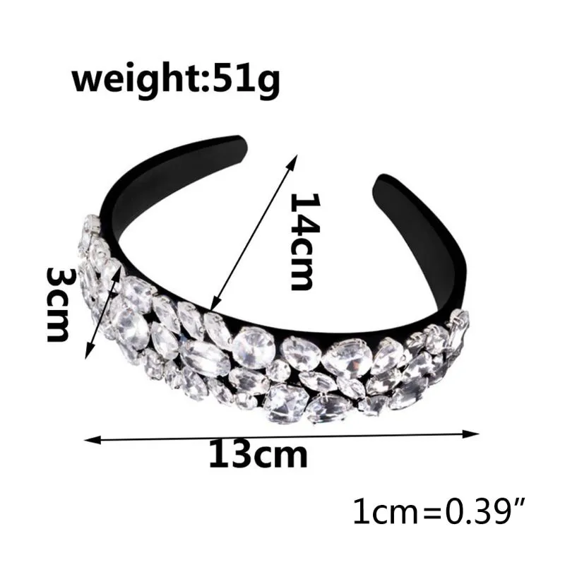 Diadema ancha a la moda para mujer, diadema de lujo con decoración de diamantes de imitación, diadema para el pelo con aro para la cabeza 4729101