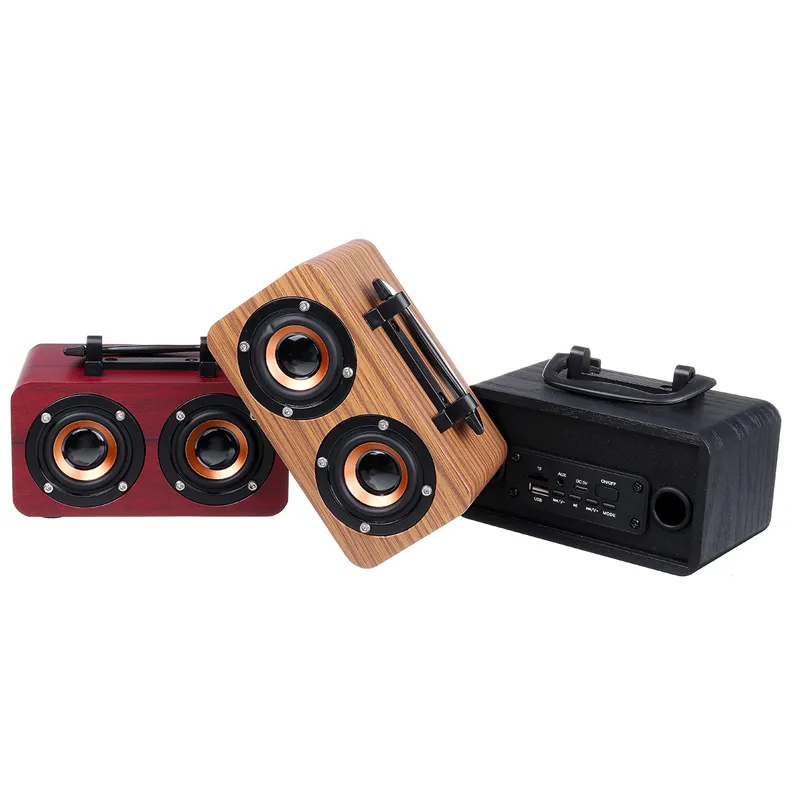 Haut-parleurs portables Bluetooth sans fil en bois Système de basse stéréo Subwoofer Système Bluetooth TF USB MP3 PLATER SPELERS6766662