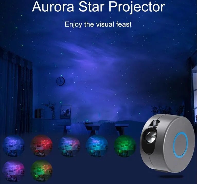 Proyector de estrellas Galaxy Starry Sky Lámpara de proyector LED Luz nocturna giratoria Lámpara de nube de nebulosa colorida Dormitorio al lado de la lámpara Control remoto Con293P