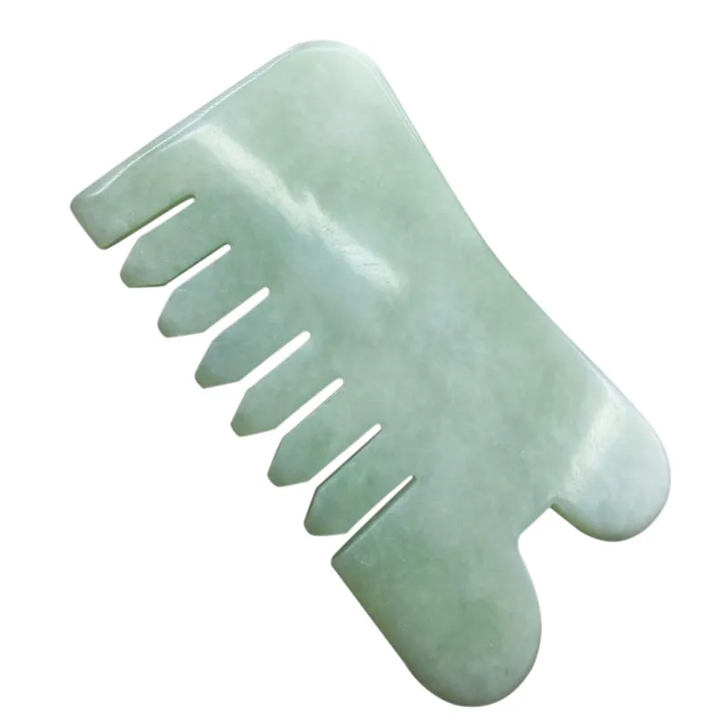 Natural Jade Massager Comb Multifunctional Handheld Stone Head and Meridians Combs Guasha Board Shape Massage Hand Relaxation Tool4911967