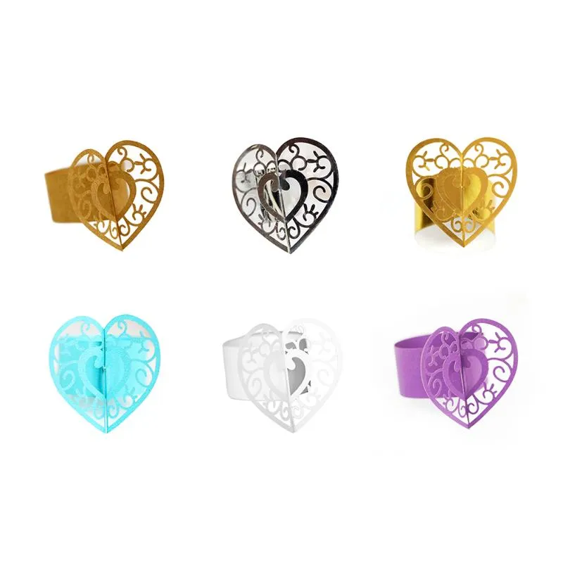 Heart Napkin Rings Lace Towel Paper Buckle Wedding Banquet Festival Table Decoration Napkin Loop Ring Party Supplies1286i