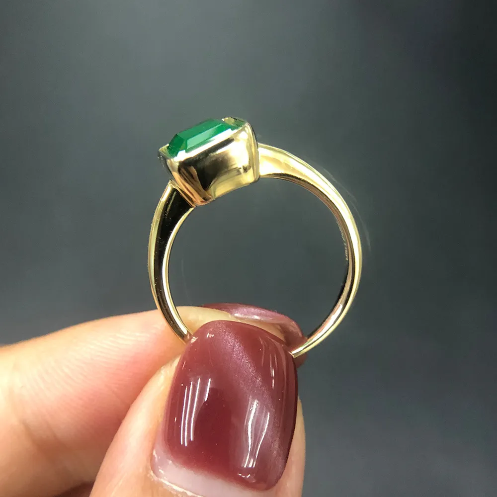 Ffgems 18k ouro cor esmeralda anéis para mulheres vintage prata cor anel masculino jóias marca aniversário festa presente whole9458653