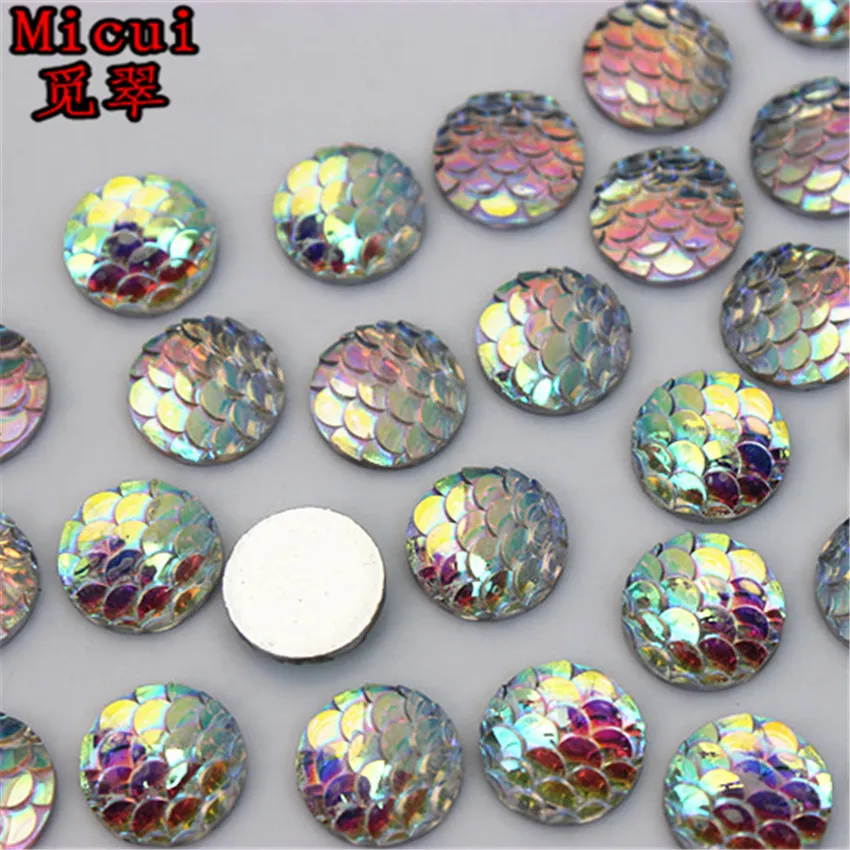 10mm AB Color Round Resin Rhinestone Fish Scale Flatback Crystal Stones Gems For clothing Crafts Decorations DIY ZZ622264D