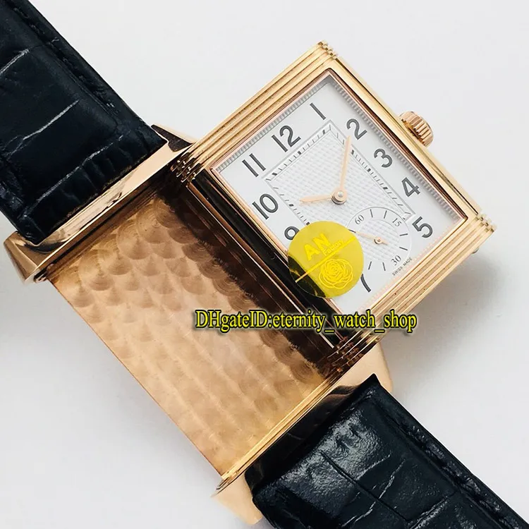 Top-version ANF Reverso Flip på båda sidor Dual Time Zone 2438522 White Dial Cal 854a 2 Mekanisk handvindande män Titta på flip WA181W