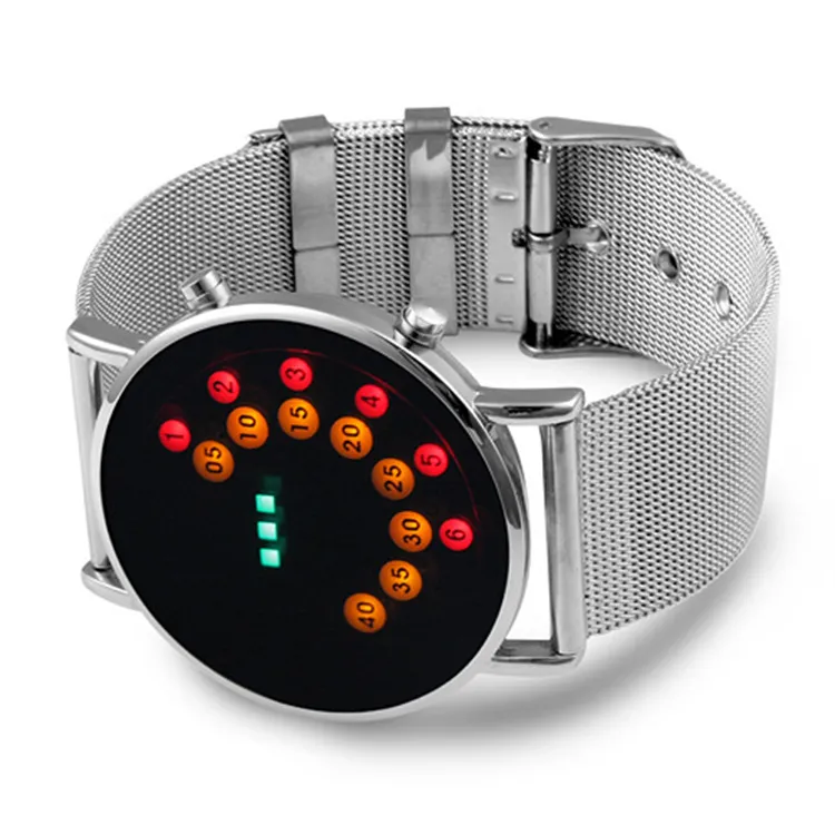 2020 nuovo orologio da polso da uomo con luce rossa blu LED moda in acciaio inossidabile uno stile speciale e affascinante orologi digitali da uomo intero2498