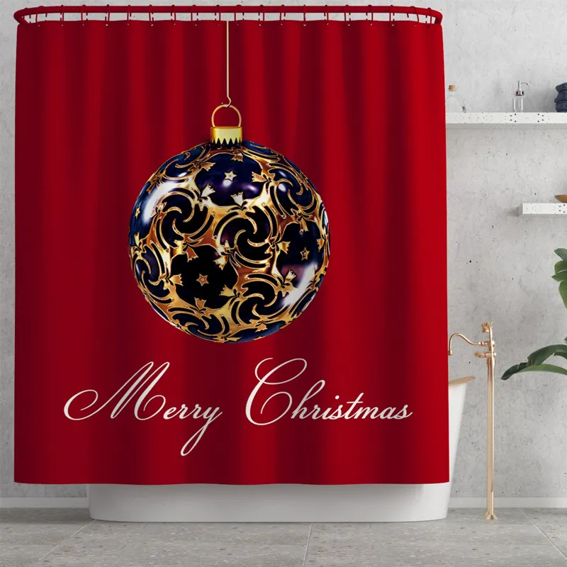 Weihnachtslandschaft bedruckter Teppich Duschvorhang 4-teilig Toilettensitzbezug Bodenmatte Badezimmer rutschfeste Matte Badezimmer-Sets Dusche cur3740901