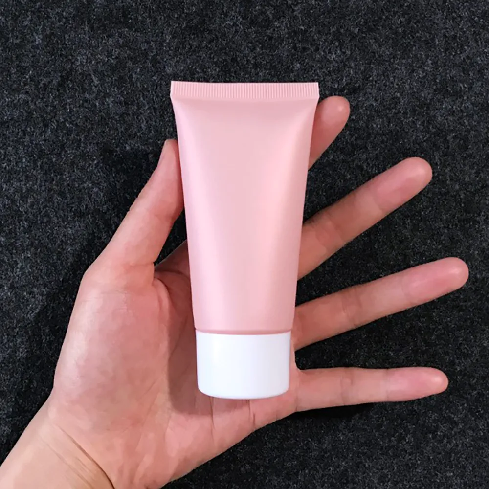 50 ml matowa różowa plastikowa butelka kremowa 50 g pusta kosmetyczna squeeze miękka rurka mrożona płyn do twarzy Pakiet T200819277B