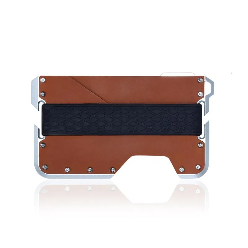 Card Holders Genuine Real Leather Aluminium Alloy Plastic Credit Bank Case Holder Metal Bottle Opener Wallet Money Clip Men Male191S