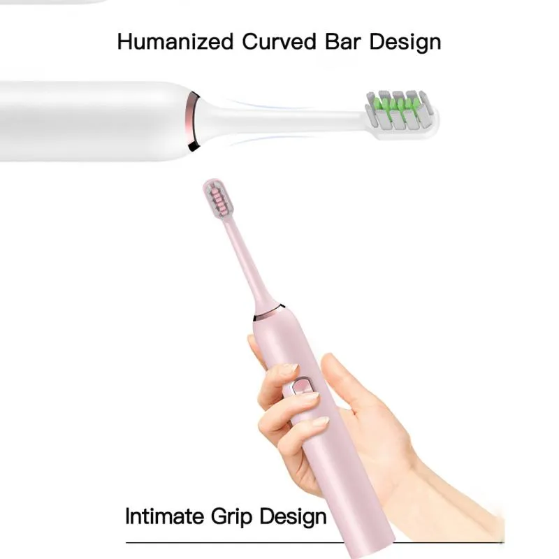 Kraftfull ultraljud Sonic elektrisk tandborste USB-laddning Uppladdningsbara och tandborstar Tvättbara elektroniska vitare tänder borste
