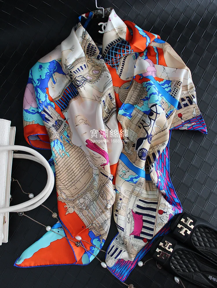 Nouveau Style sans contrainte sergé grand carré 140 foulard en soie châle 2598