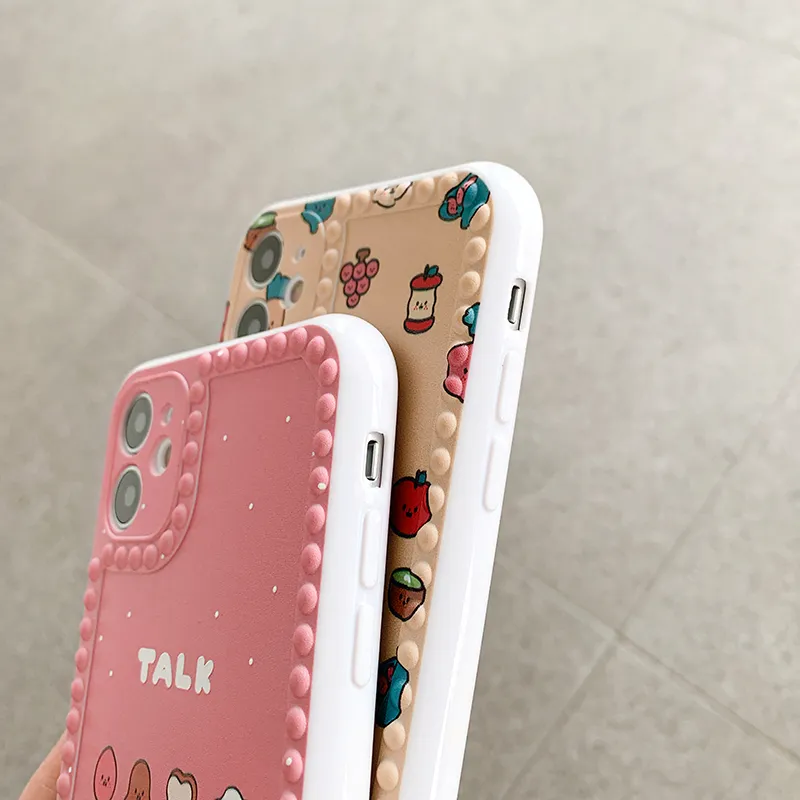 Fashion Fruit Food Shockproof Silicone Phone Case For iPhone 11Pro Max XR X XS Max 7 8Plus Cute Granular Anti-skid Edge Soft Cover