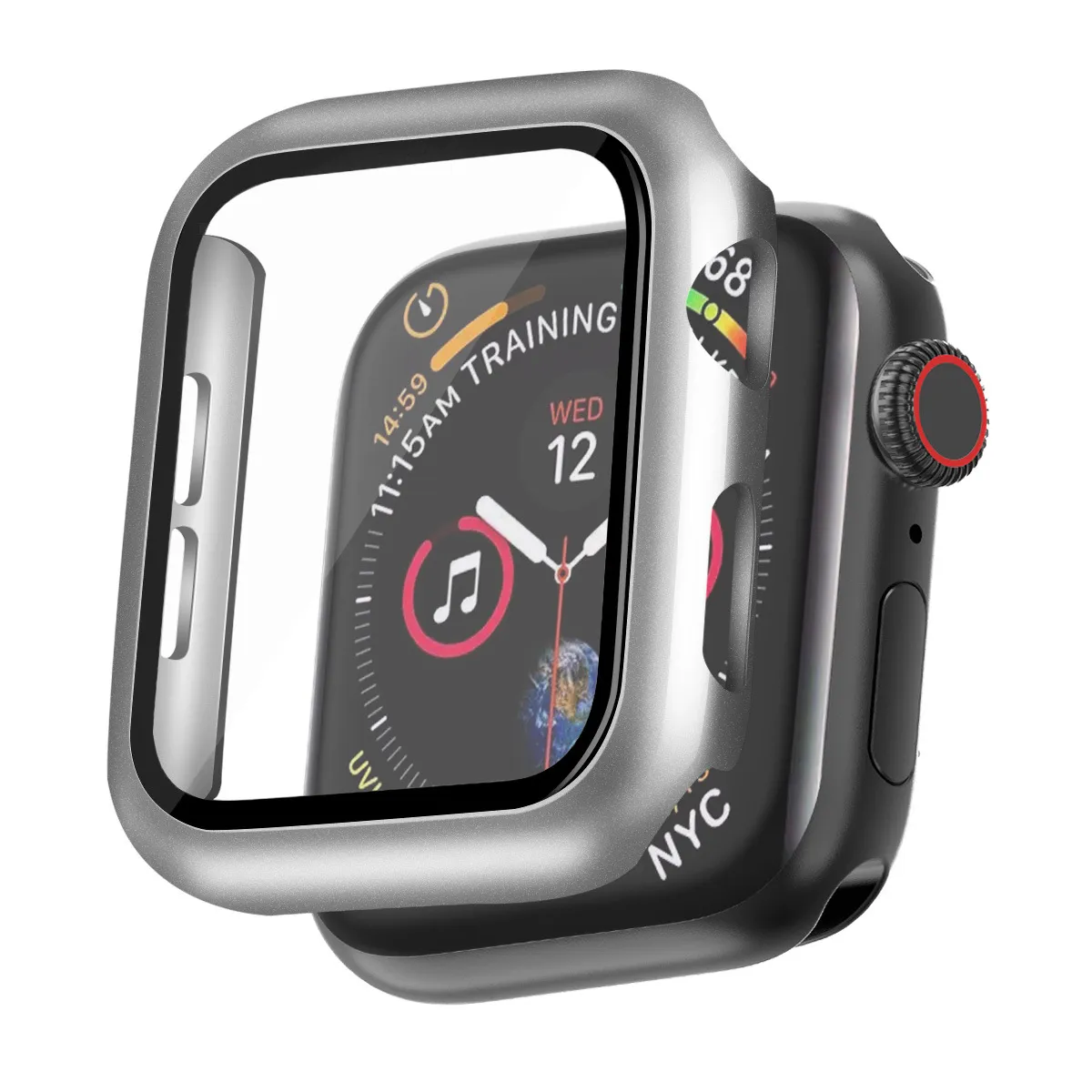 Vidro + capa para apple watch case 49mm 45mm 44mm 41mm acessórios banhados amortecedor + protetor de tela iWatch série 40mm 38mm