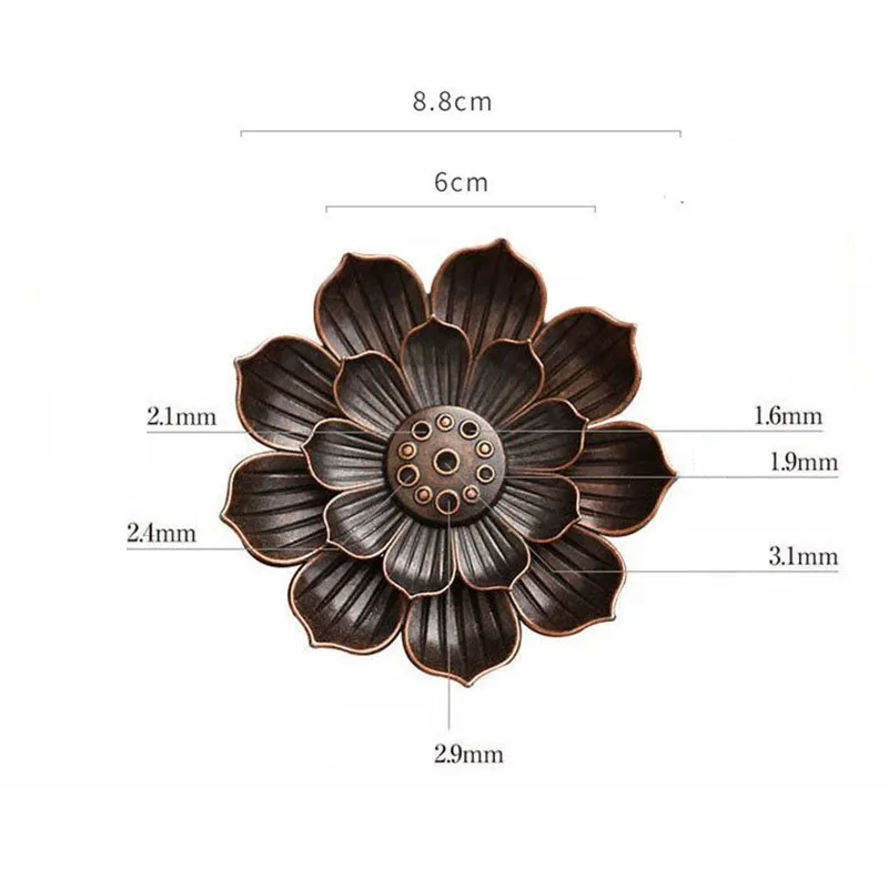 로터스 향 버너 금속 조스 스틱 불타는 스토브 전통 불교 의식 향 코일 홀더 플레이트 욕실 홈 장식