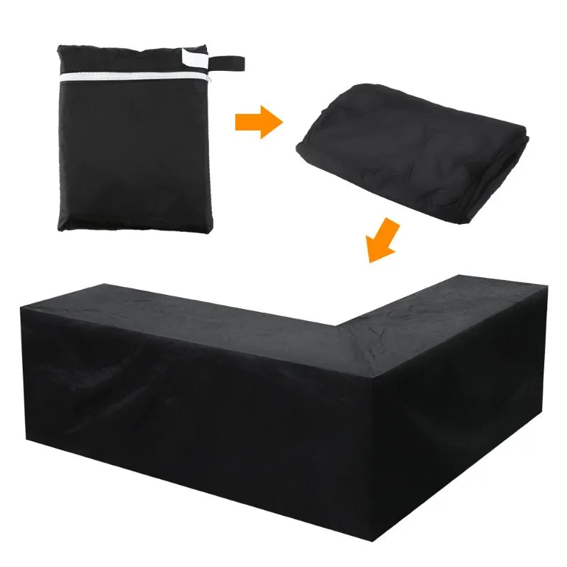 Housse de canapé d'angle en forme de V pour l'extérieur, housse de protection imperméable pour canapé, polyvalente, pour la maison, le jardin, les meubles en rotin, anti-poussière, noire2252