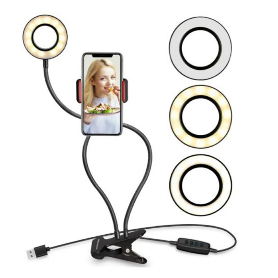 Selfie Ring Light مع مرنة حامل الهاتف المحمول كسول قوس مكتب مصباح مصباح LED ضوء ل دفق الحية حزب صالح لامب دي مكتب المحمول