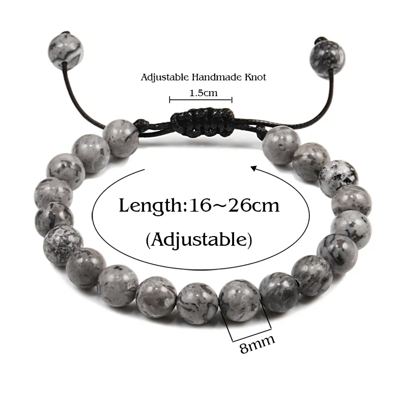 Tigerauge-Steinperlen-Armband, geflochtenes Seil, verstellbar, schwarzer Lava-Charm, heilende Balance, Perlenarmbänder für Männer und Frauen, Schmuck