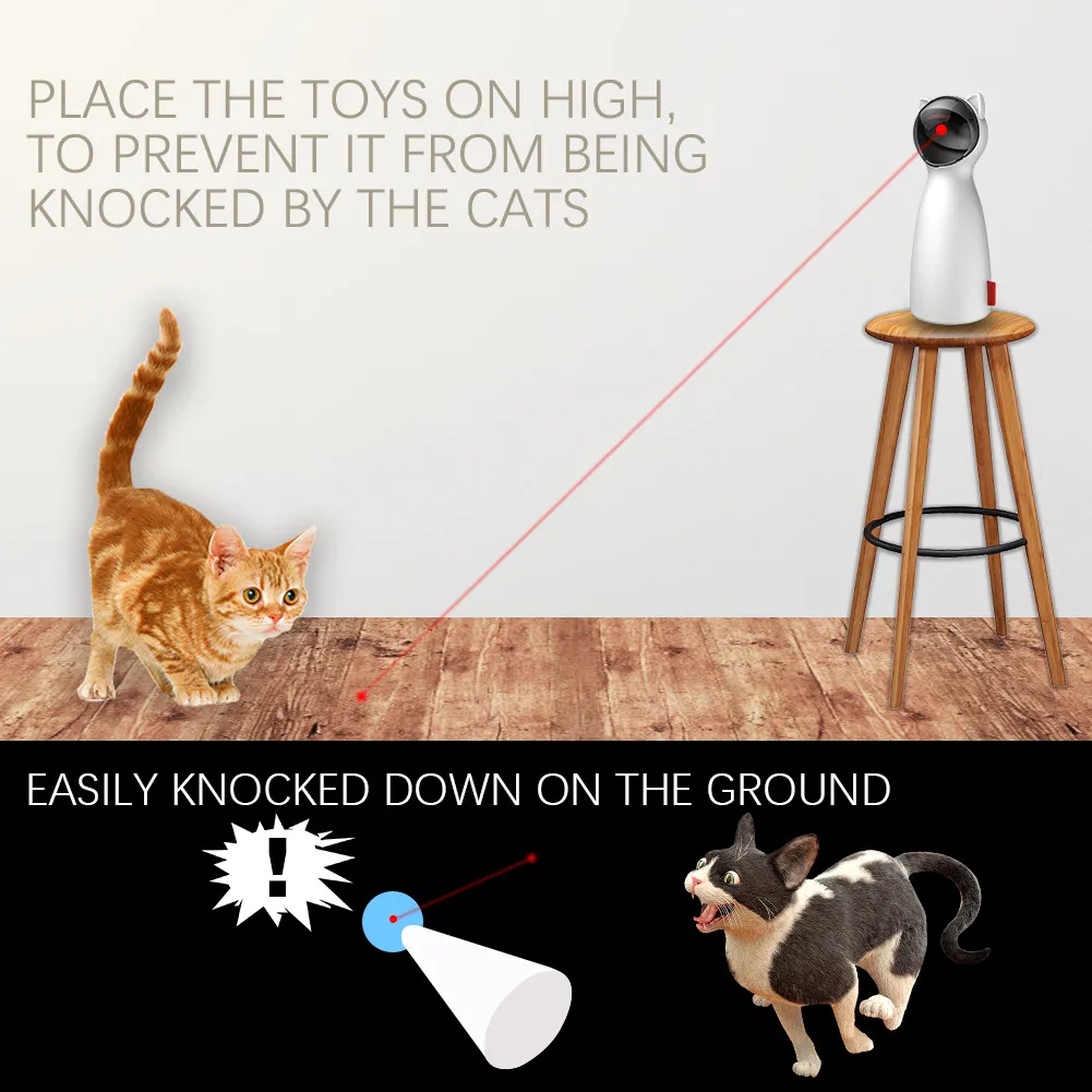 Juguetes de gato automáticos Interactivos Smart -Beating LED láser Modo de mano divertida Pet para todos los gatos Laserlampje Kat LJ200821342153