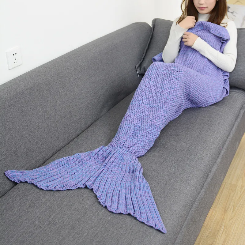 CAMMITEVER i Mermaid Tail Coperta Crochet Sirena Coperta Adulti Super Soft Tutte Le Stagioni Dormire Coperte Lavorate A Maglia LJ200819