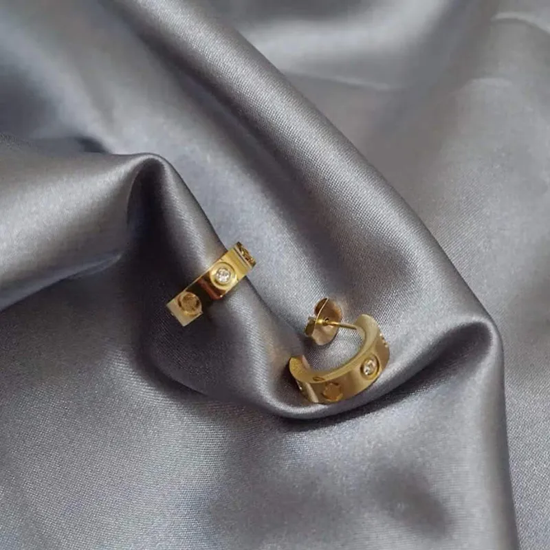 Love Earrings Dames Ear-Cuff Earring Crystal Rose Gold Stud roestvrij staal mode-sieraden zonder Box260Z