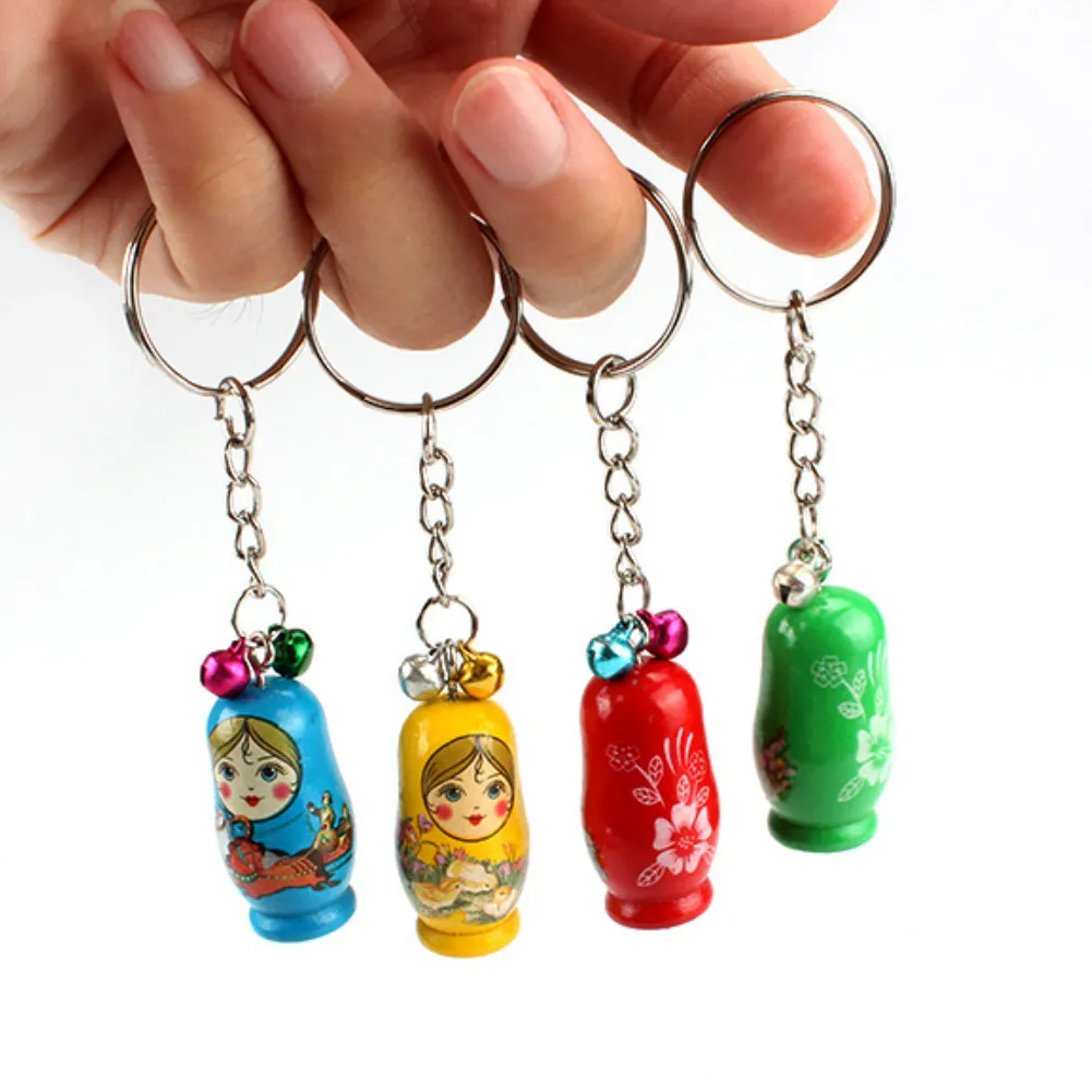 Keychains 12st Set Russian Nesting Dolls Key Ring Babushka Matryoshka figurer Kids Toy1285w