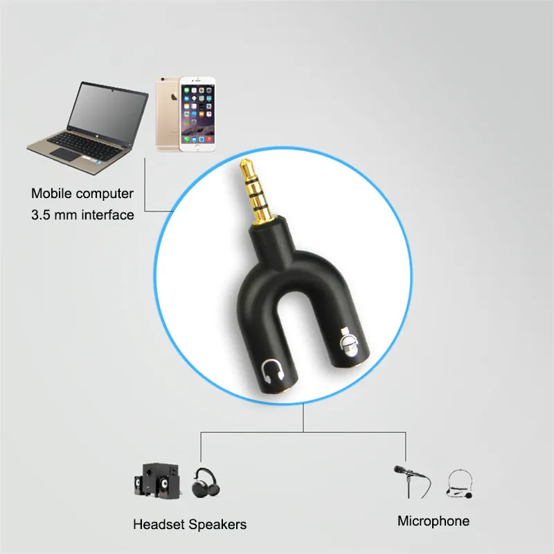 Convertisseur de connecteur d'écouteur Adaptateur d'extension audio 3,5 mm 1 mâle pour 2 adaptateur de câble de répartiteur audio double femelle pour téléphone portable Tablet PC