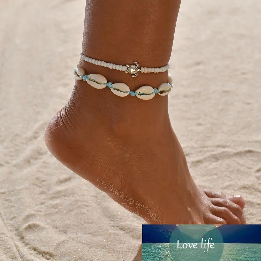 Vintage Turtle Shell Bracelets à la jambe pour femmes Tortoise Coquille Charme Beads Bead String Chaînes Chaînes Anklet Bohemian Beach Bijoux