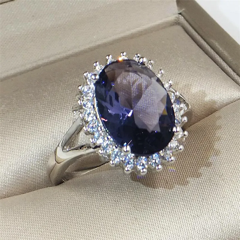 Chouchong Top Sell New Fine Biżuteria 925 Sterling Srebrny Owalny Cut Blue Sapphire CZ Diamond Cklens Kamena Eternity Birthstone Women Wedd2889