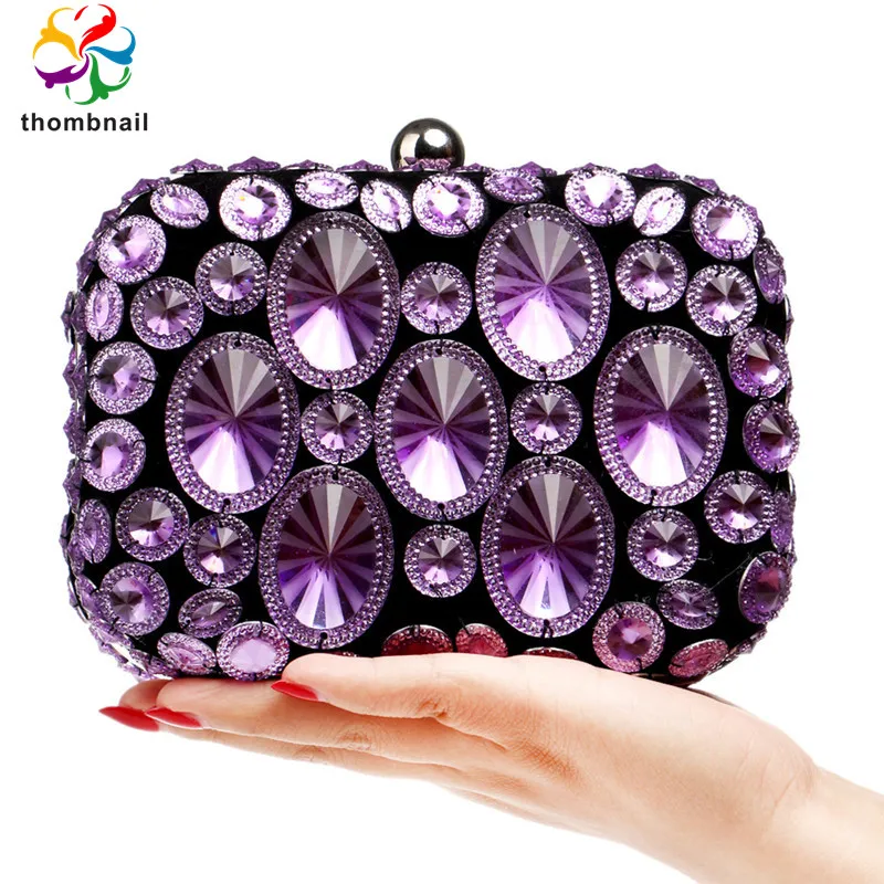 Фиолетовые роскошные женские вечерние сумки с кристаллами, вечерние клатчи, женский свадебный кошелек с бриллиантами и бисером, новинка 2020 года12946