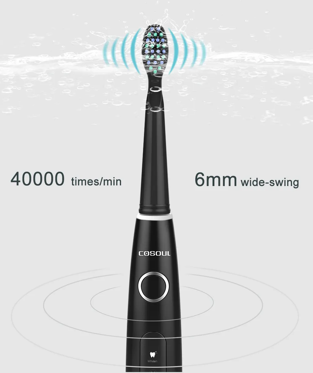 COSOUL Electric ToothbrushSonic Clean Whiten 5 Modes 40000 times/min Rechargeable Automatic tooth brush Men Women Waterproof
