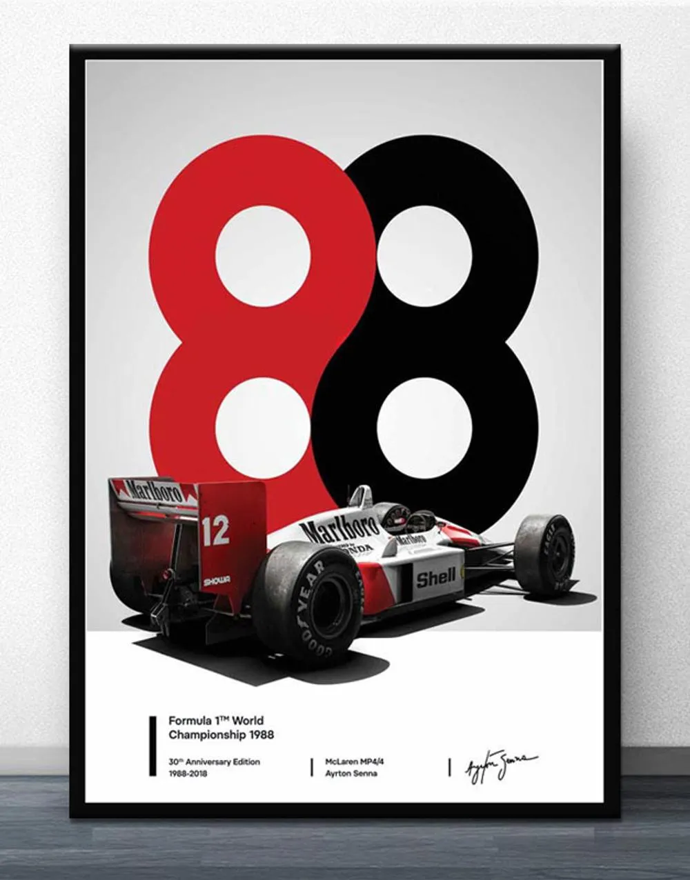 Affiche de voiture de course de formule Mclaren World Ayrton Senna F1, toile d'art mural, peinture moderne pour décoration de salle de maison, 3925949