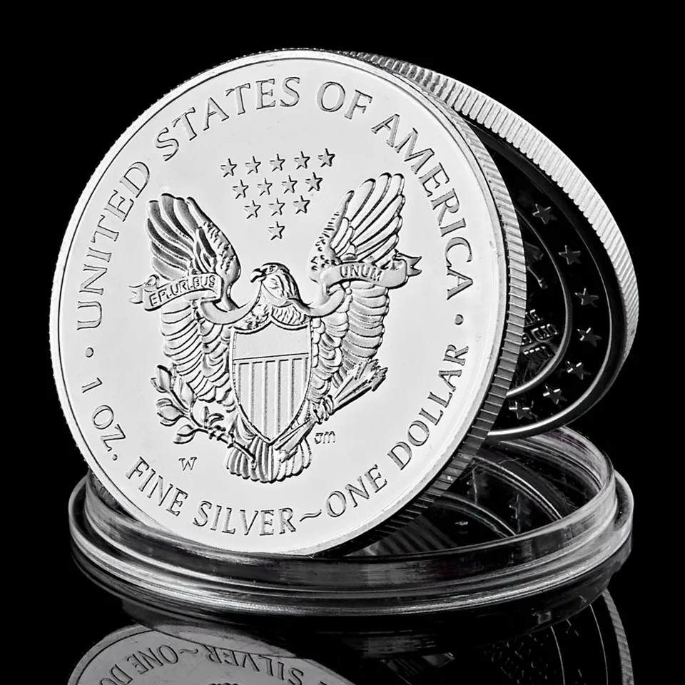 2013 Estatua estadounidense de Liberty Eagle Insignia Craft Silver Silver Commemorative Coin 40 mm x 3 mm Regalo Decoración del hogar9732740