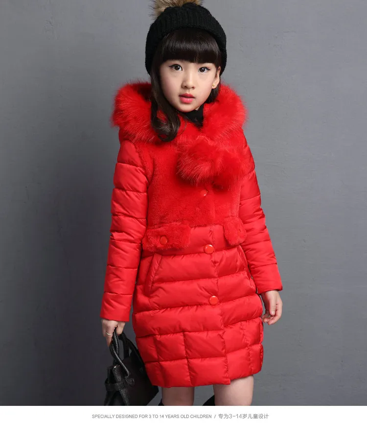 Warm winter Artificial hair fashion Long Kids Hooded Jacket Coat for girl outerwear Girls Clothes 412 years old C10123944502