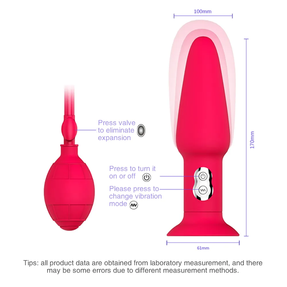 Vibrateur anal gonflable Gode Pompe Anal Sex Toy Butt Plug Adsorption Type Vagin Anal Expansion Vibrateur Pour Femmes Hommes Sex Shop Y3352122
