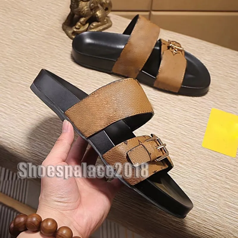 Paris Sliders męskie damskie letnie klapki klapki plażowe damskie klapki mokasyny klasyczne monogramowe slajdy brązowe Chaussures buty z pudełkiem