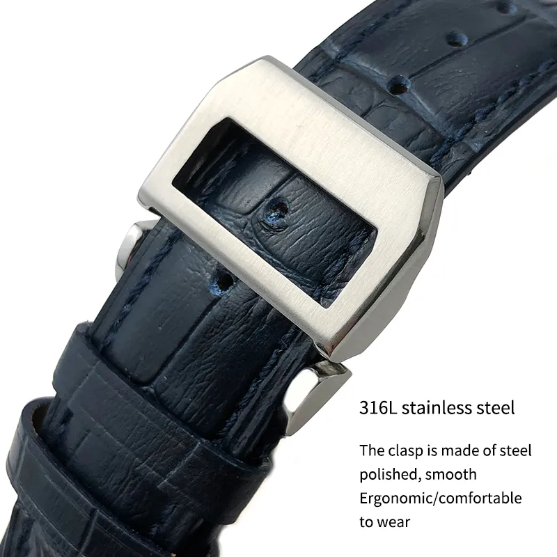 20 мм 22 мм кожаный ремешок для часов из воловьей кожи, сменный ремешок для часов IWC Portugieser Porotfino, семейные часы для пилотов, черный, синий, коричневый ремешок 240T
