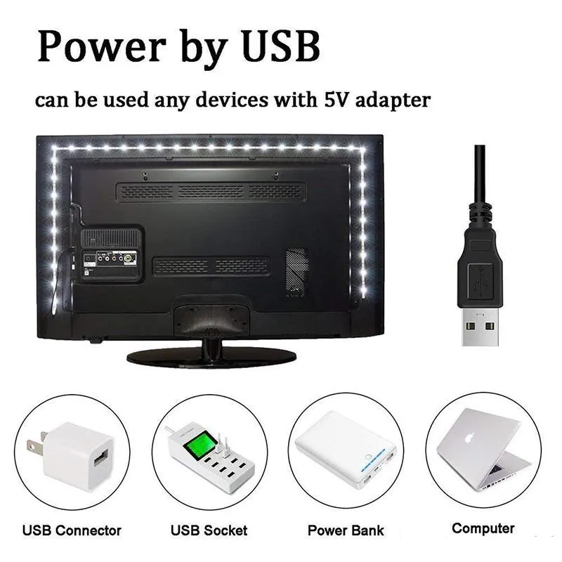 LED licht met USB laagspanning 5V 2835RGB zacht licht strip 60 lamp running paard lamp druipende waterdichte TV TV achtergrond light269H